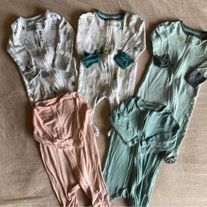 Baby Girl Footie Zip-Up One Piece Pajama Bundle. Set of 5. Size 0-3M